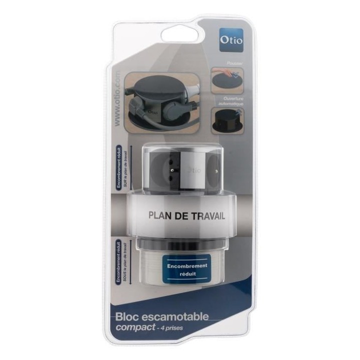 OTIO Bloc escamotable compact multiprise 4 prises 16A