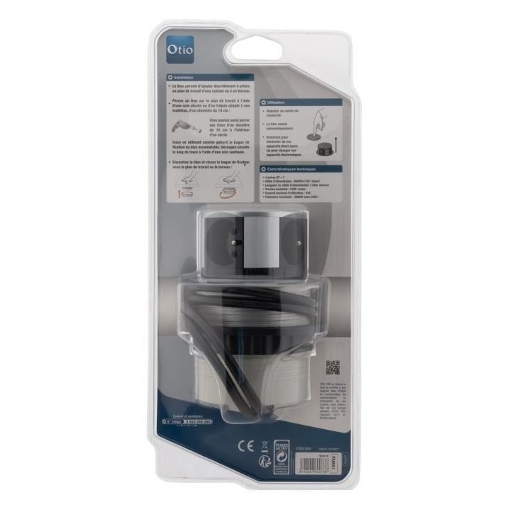 OTIO Bloc escamotable compact multiprise 4 prises 16A