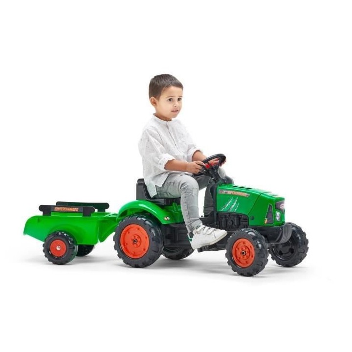 FALK - Tracteur a pédales Supercharger rouge avec capot ouvrant et re