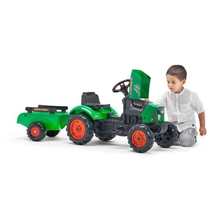 FALK - Tracteur a pédales Supercharger rouge avec capot ouvrant et re