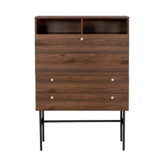 Secrétaire 1 porte battante 2 tiroirs - Bois et métal - L 90 x P 35