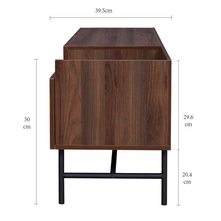 Meuble TV 2 portes 1 tiroir - Bois et métal - L 150 x P 39,5 x H 50 -