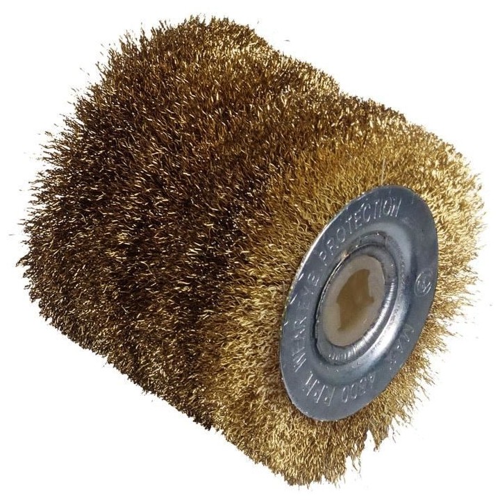 Brosse métallique large - fil laitonné de 0,3mm - Ø60mm - L60mm