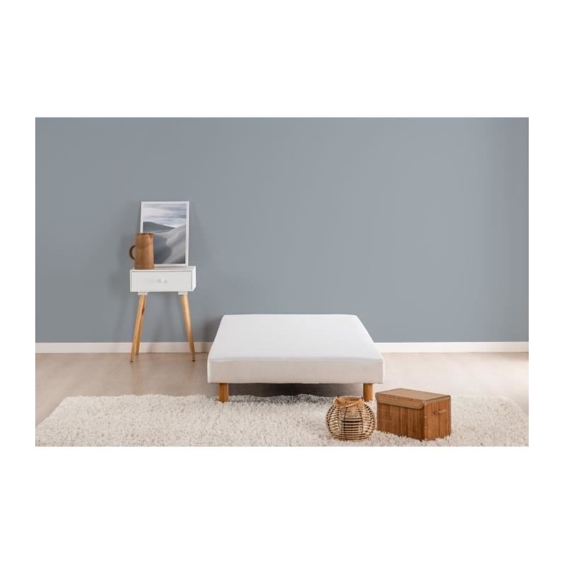 Sommier tapissier 120 x 190 - 12 lattes - Blanc mat - DEKO DREAM Rakenne