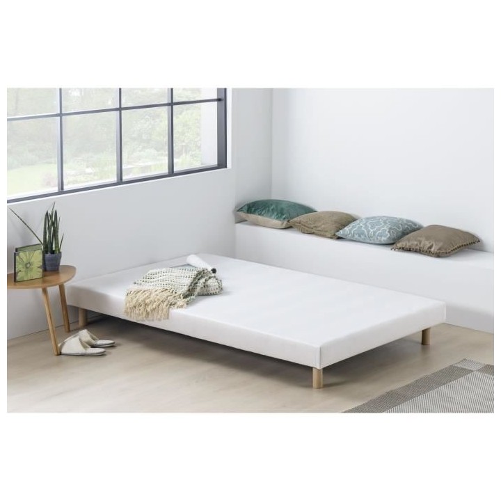 Sommier tapissier 120 x 190 - 12 lattes - Blanc mat - DEKO DREAM Raken