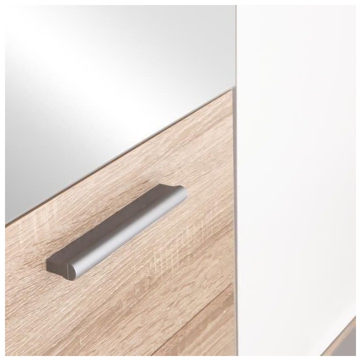 Armoire battante - Panneaux de particules - Blanc et chene - 3 portes