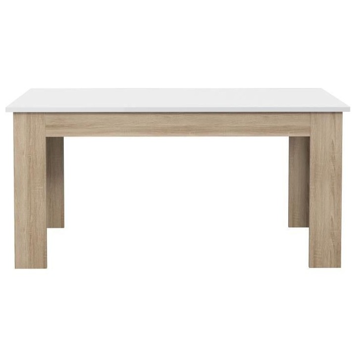 Table a manger PILVI - 6 a 8 personnes - Blanc mat et chene sonoma - C