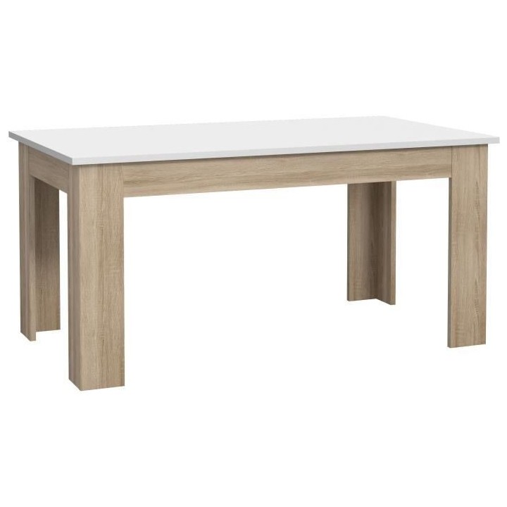 Table a manger PILVI - 6 a 8 personnes - Blanc mat et chene sonoma - C