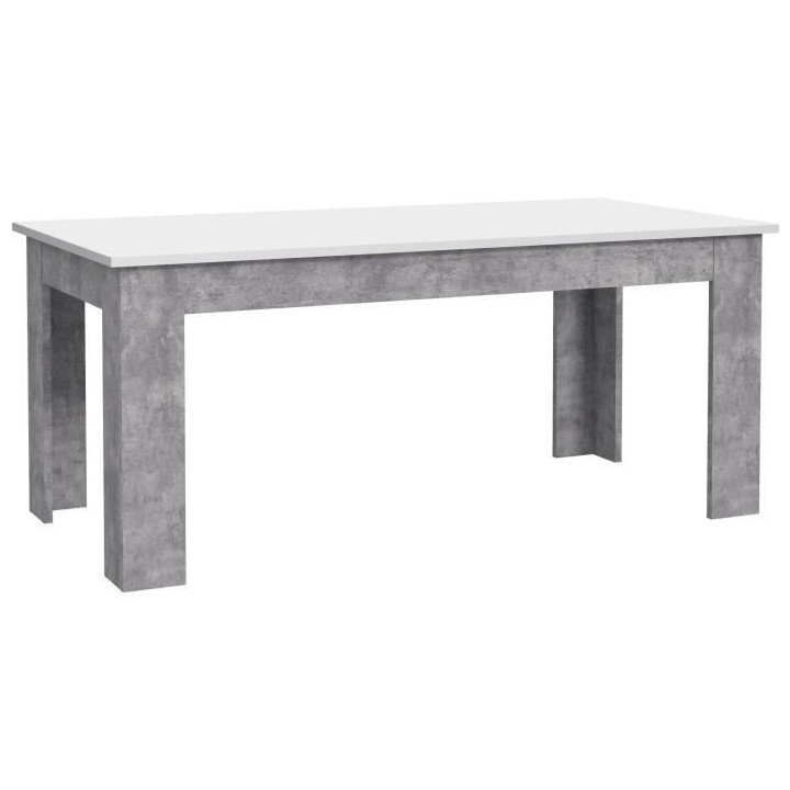 Table a manger PILVI - 8 personnes - Blanc et béton clair - L 180 x I