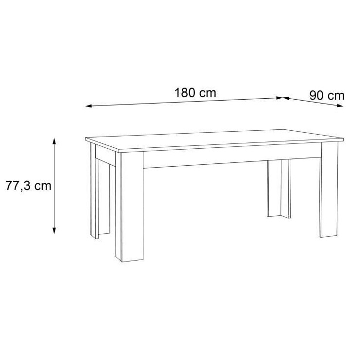 Table a manger PILVI - 8 personnes - Blanc et béton clair - L 180 x I