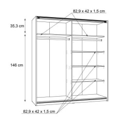 Armoire 2 portes coulissantes - Panneaux de particules - Blanc - L 170,3 x P 61,2 x H 190,5 cm - ULOS