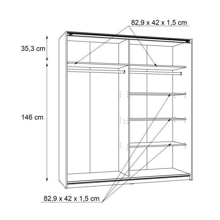 Armoire 2 portes coulissantes - Panneaux de particules - Blanc - L 170