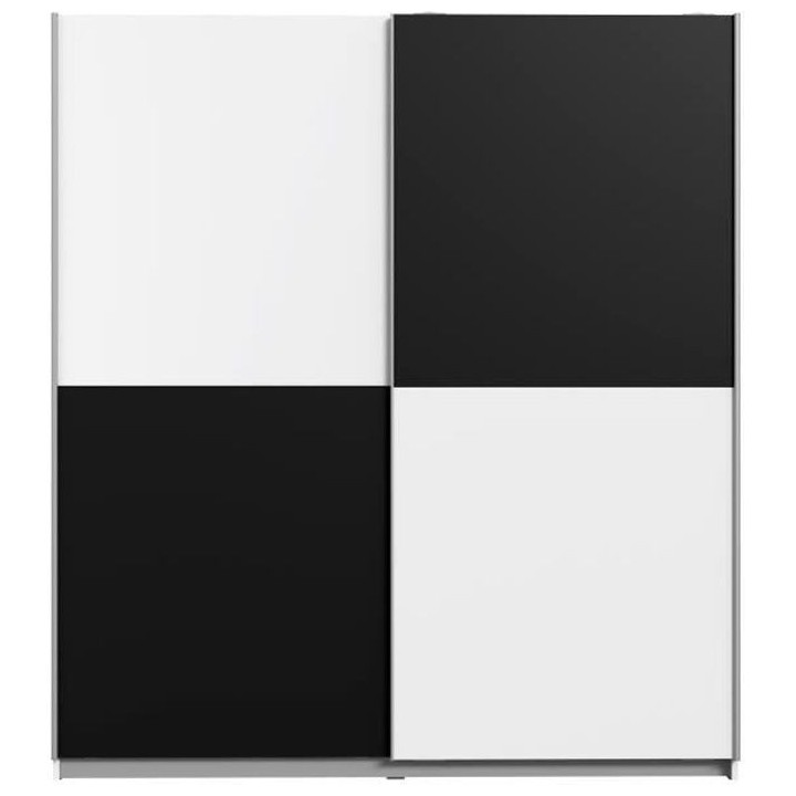 Armoire 2 portes coulissantes - Panneaux de particules - Blanc et noir