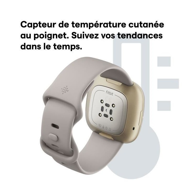 FITBIT Sense - Montre connectée - Lunar Blanc
