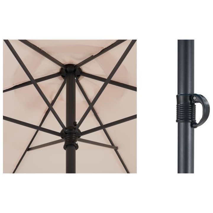 Parasol droit diametre 1,8 m - strucutre Acier toile 160 g/m - 6 balei