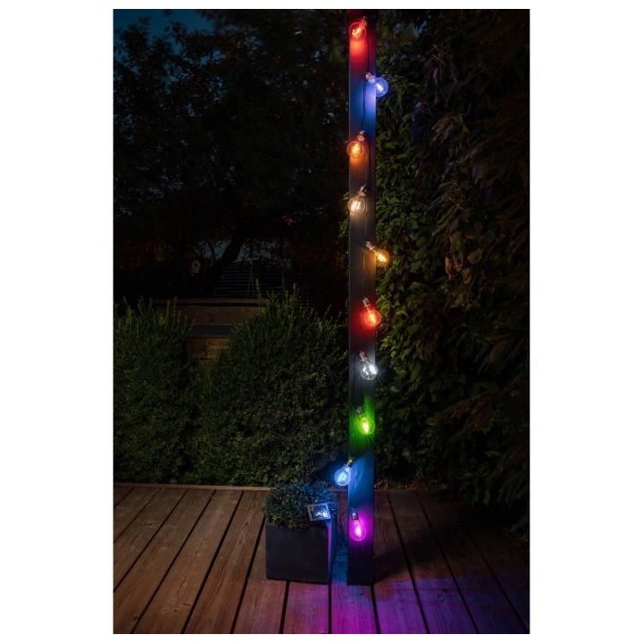 Guirlande solaire Guinguette 10 ampoules de différentes couleurs d'al