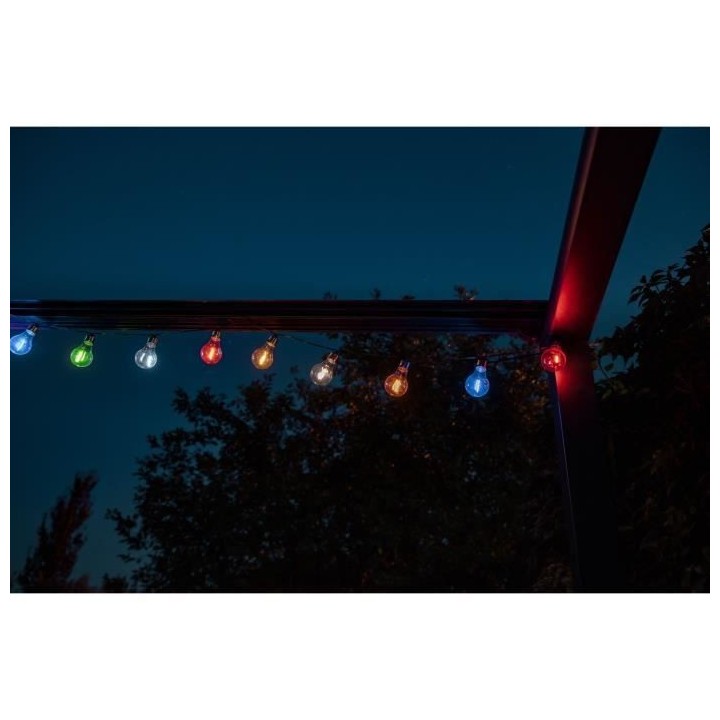 Guirlande solaire Guinguette 10 ampoules de différentes couleurs d'al