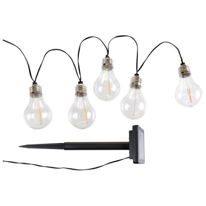 Guirlande solaire Guinguette 10 ampoules de différentes couleurs d'al