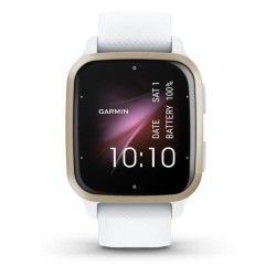 Montre connectée GARMIN Venu Sq 2 Cream Gold avec bracelet blanc