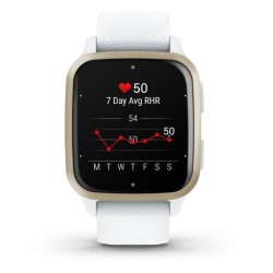 Montre connectée GARMIN Venu Sq 2 Cream Gold avec bracelet blanc