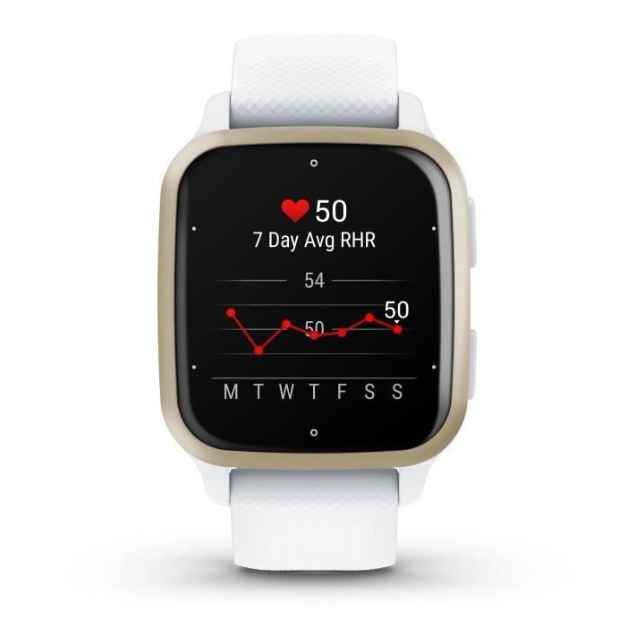 Montre connectée GARMIN Venu Sq 2 Cream Gold avec bracelet blanc