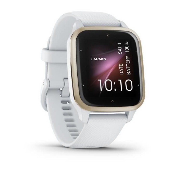 Montre connectée GARMIN Venu Sq 2 Cream Gold avec bracelet blanc