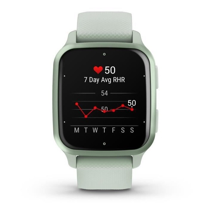 Montre connectée GARMIN Venu Sq 2 Metallic Mint avec bracelet vert d'