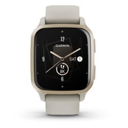 Montre connectée GARMIN Venu Sq 2 Music Edition Cream Gold avec bracelet lin