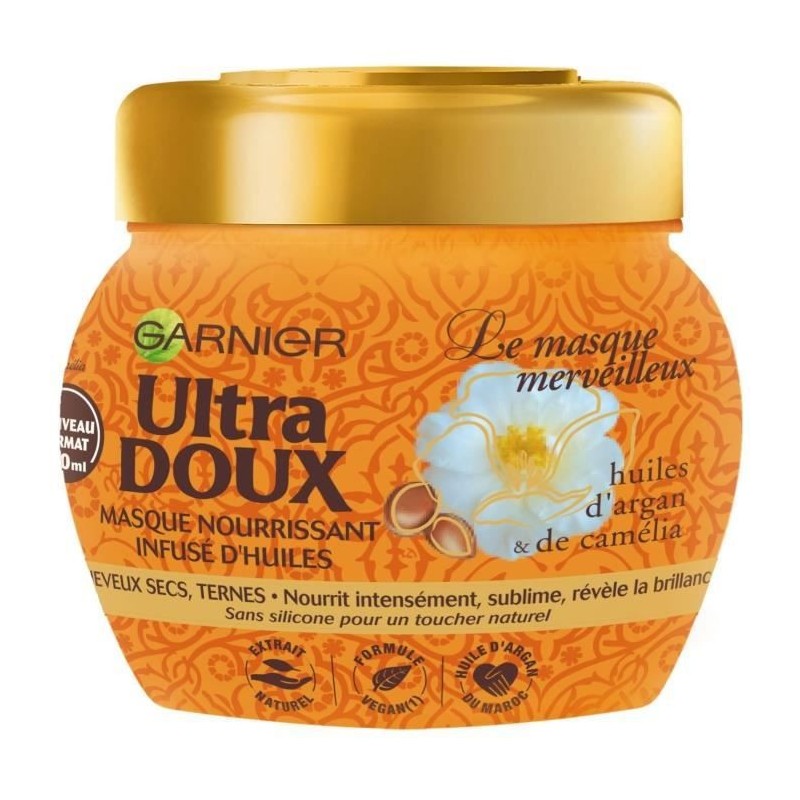 Masque merveilleux Ultra Doux GARNIER - Aux huiles d'argan et de camélia - 320 ml