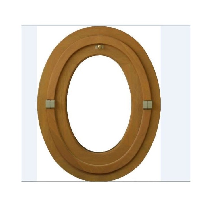 oeil de boeuf ovale 1 vantail - H.90 x L.60 cm - Bois exotique