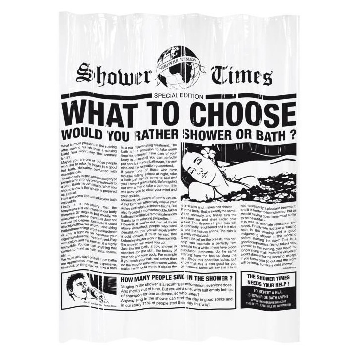 GELCO Rideau de douche Gazette 180 x 200 cm noir