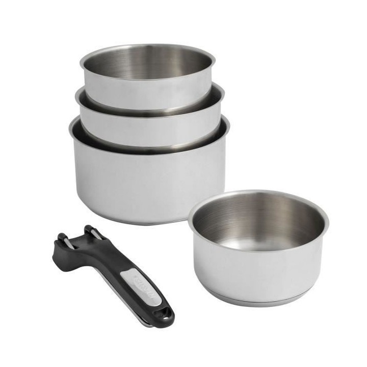 SITRAM Set de 4 casseroles 14-16-18-20cm + 1 pince amovible tous feux