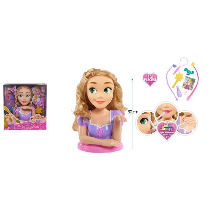 Disney Princesses - Tete a Coiffer Deluxe - Raiponce - 30cm Grand mode