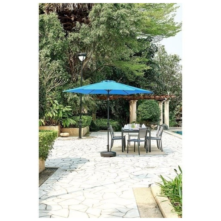 Parasol droit diametre 3 m - strucutre Aluminium toile 160 g/m - 6 bal