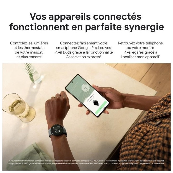 Montre connectée GOOGLE Pixel Watch - 41 mm - Argent poli Actif - Bra