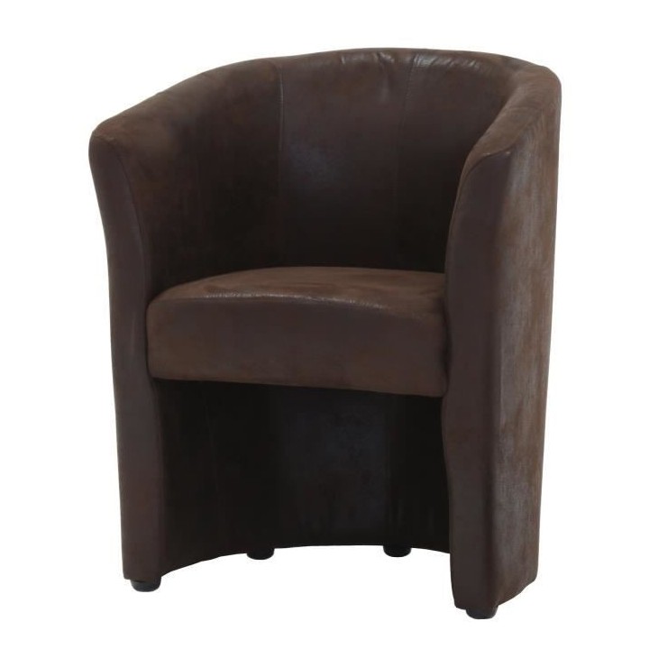 Fauteuil cabriolet Simili marron foncé - L 59 x P 63 x H 77 cm - ARCA