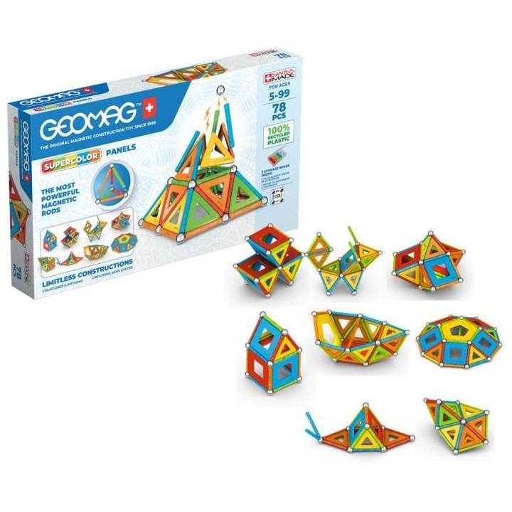 GEOMAG CLASSIC, PANELS SUPERCOLOR 78 pcs, construction magnétique, je