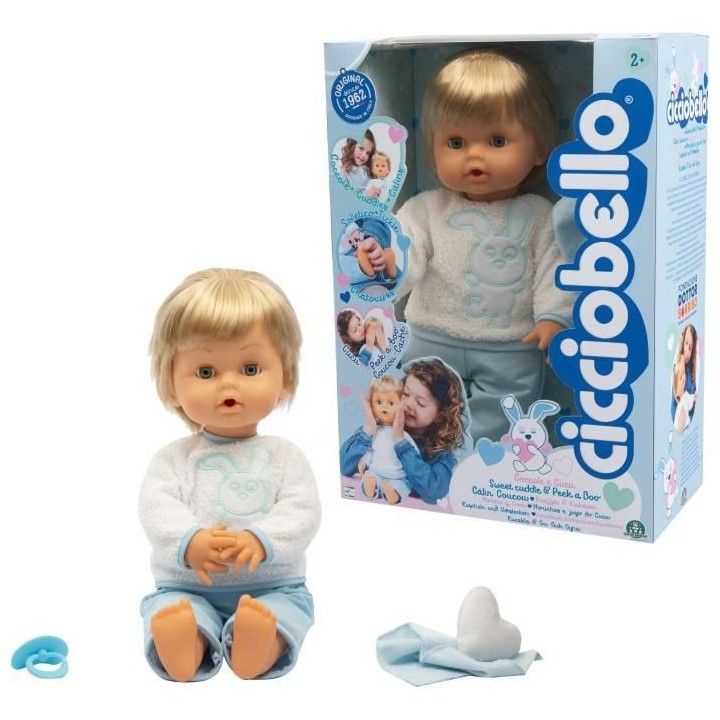 Cicciobello, Câlin Coucou, poupon 42 cm, corps souple, 1 tétine et 1