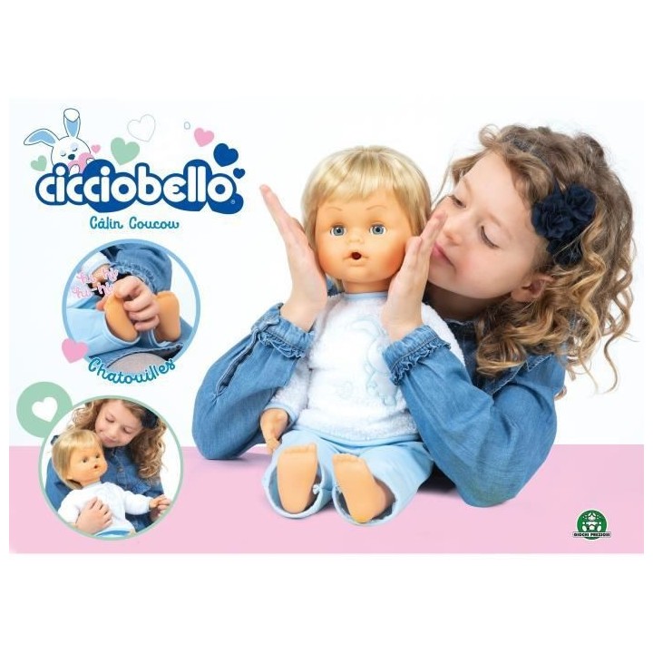 Cicciobello, Câlin Coucou, poupon 42 cm, corps souple, 1 tétine et 1