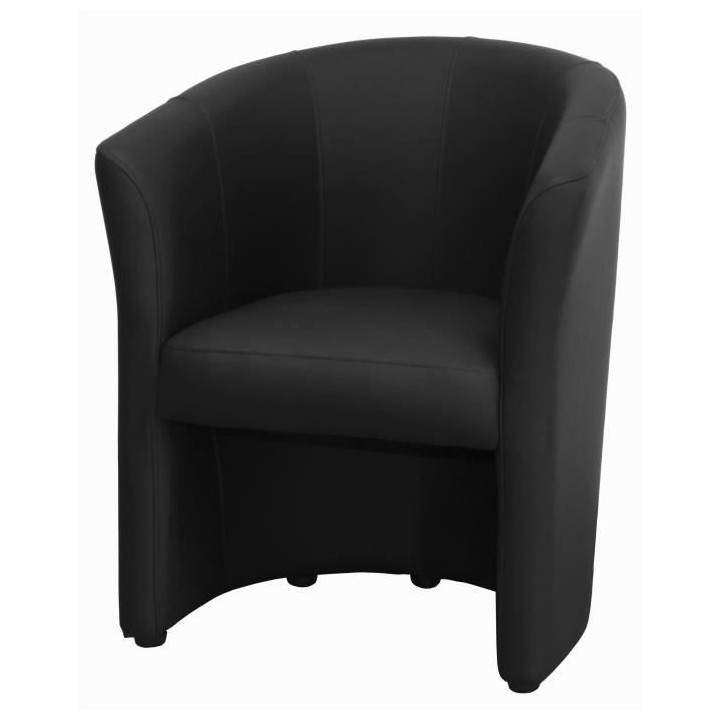 Fauteuil cabriolet Simili noir - L 59 x P 63 x H 77 cm - ARCADE