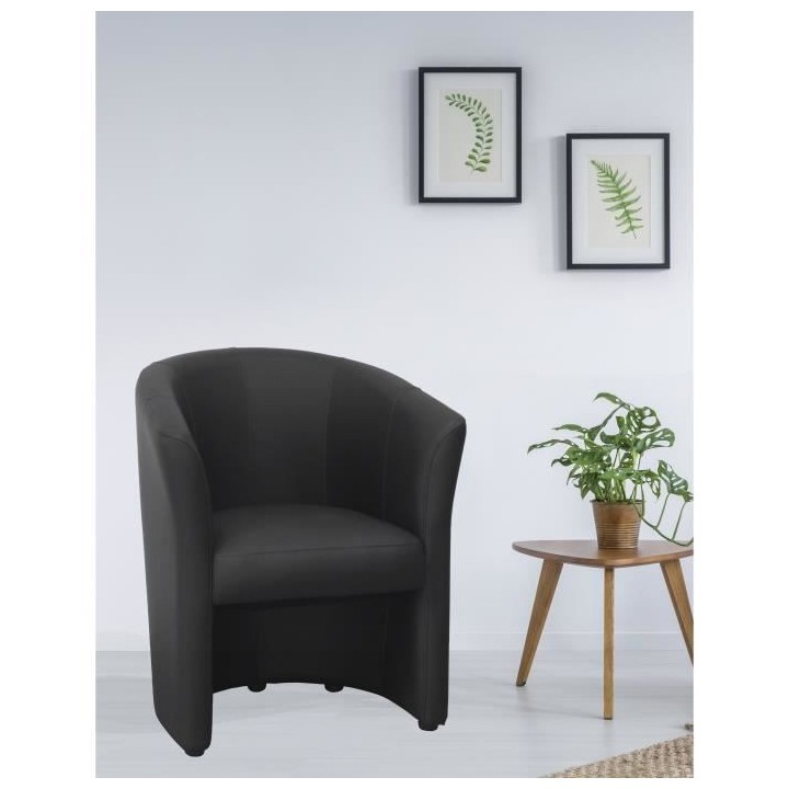 Fauteuil cabriolet Simili noir - L 59 x P 63 x H 77 cm - ARCADE