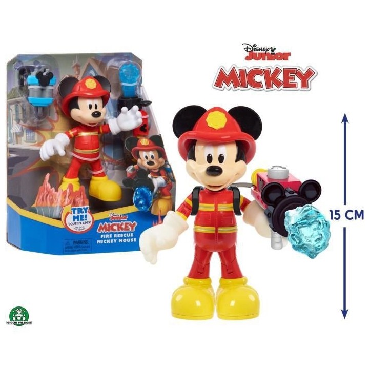 DISNEY - Figurine Pompier Mickey 15 cm, articulée, Jouet pour enfants
