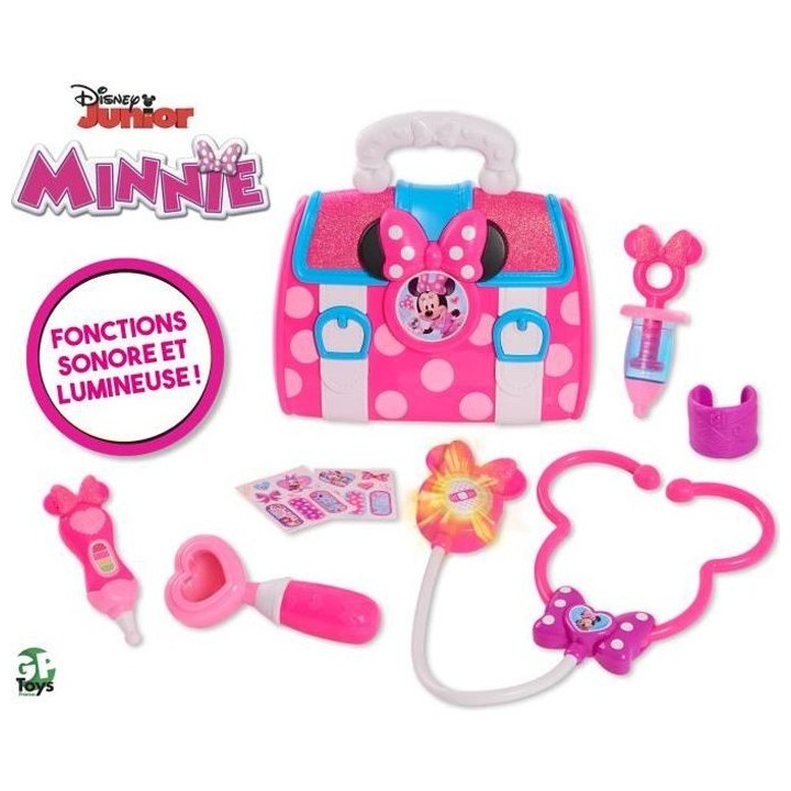 Minnie, Malette de Docteur, 8 accessoires, avec fonctions sonores et l