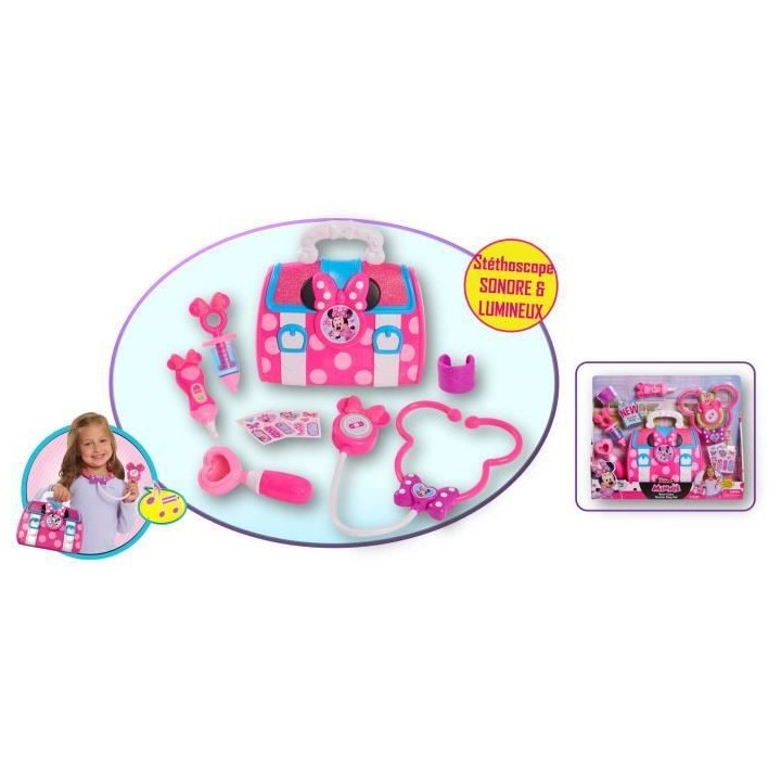Minnie, Malette de Docteur, 8 accessoires, avec fonctions sonores et l