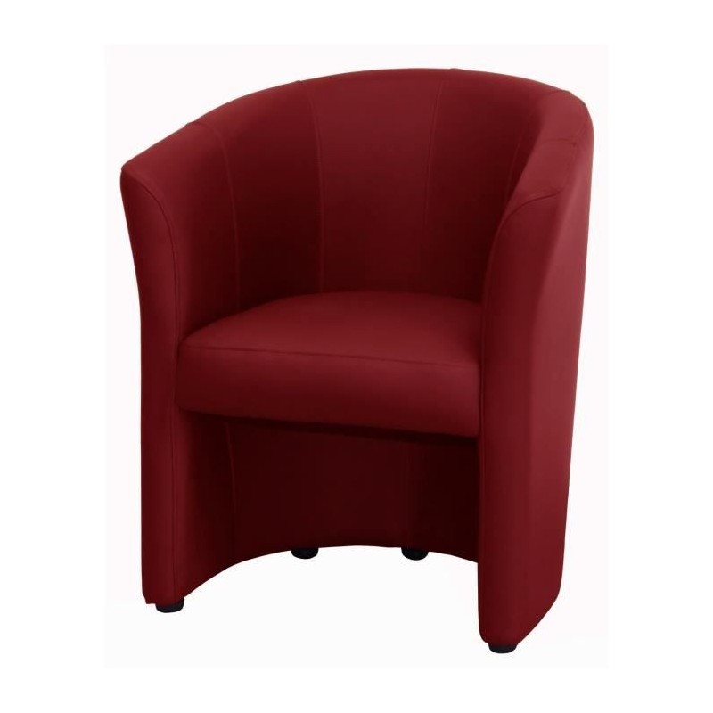 Fauteuil cabriolet Simili rouge - L 59 x P 63 x H 77 cm - ARCADE