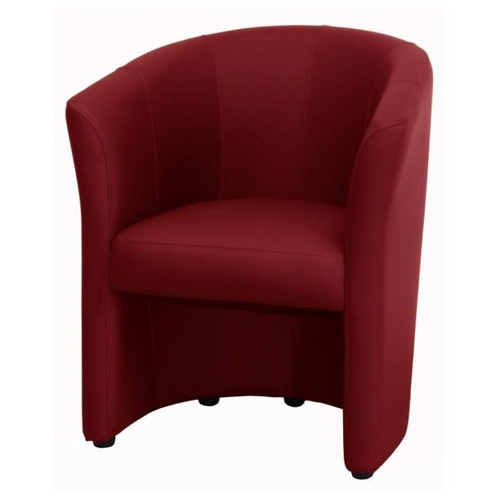 Fauteuil cabriolet Simili rouge - L 59 x P 63 x H 77 cm - ARCADE