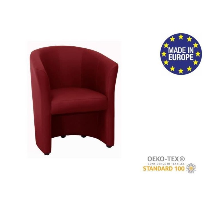 Fauteuil cabriolet Simili rouge - L 59 x P 63 x H 77 cm - ARCADE