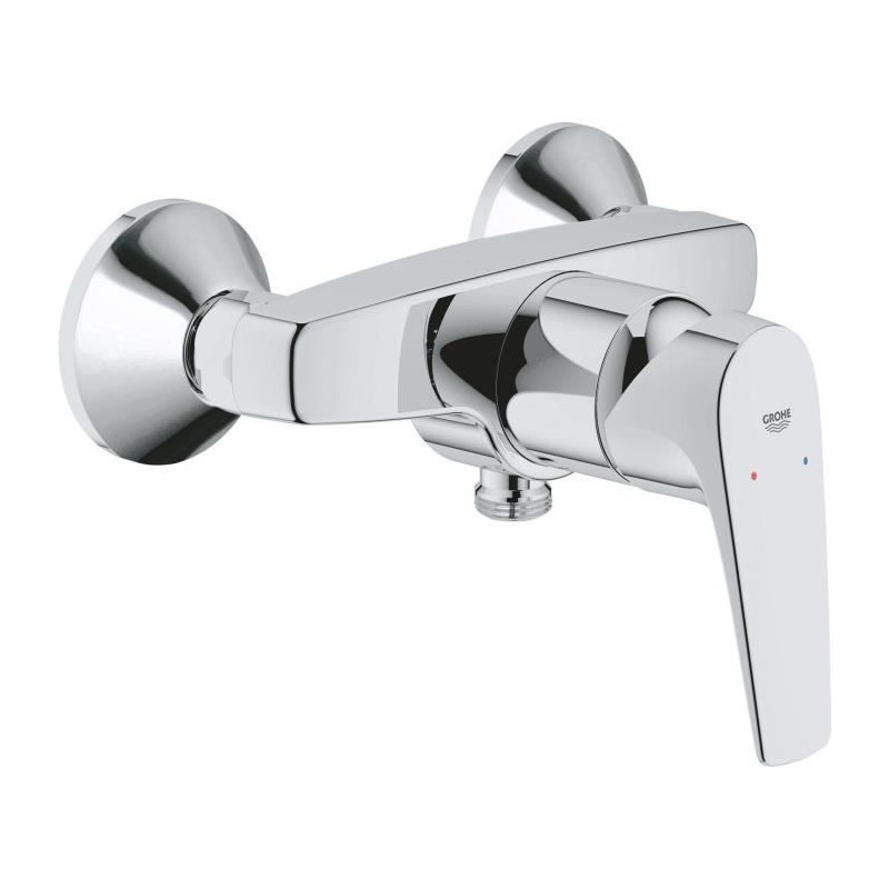 GROHE robinet douche monocommande Start Flow, montage mural, raccord fileté pour flexible en 1/2, rosaces métal incluses, 2377