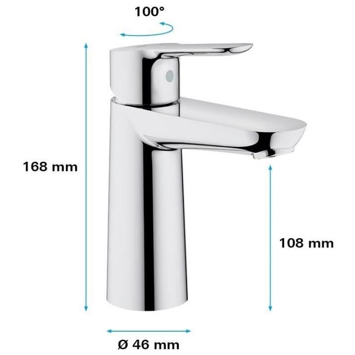 GROHE Robinet de salle de bains lavabo Start Edge, mousseur économie