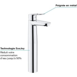 GROHE Mitigeur monocommande vasque a poser, robinet de salle de bain, taille XL, chromé, 23781000